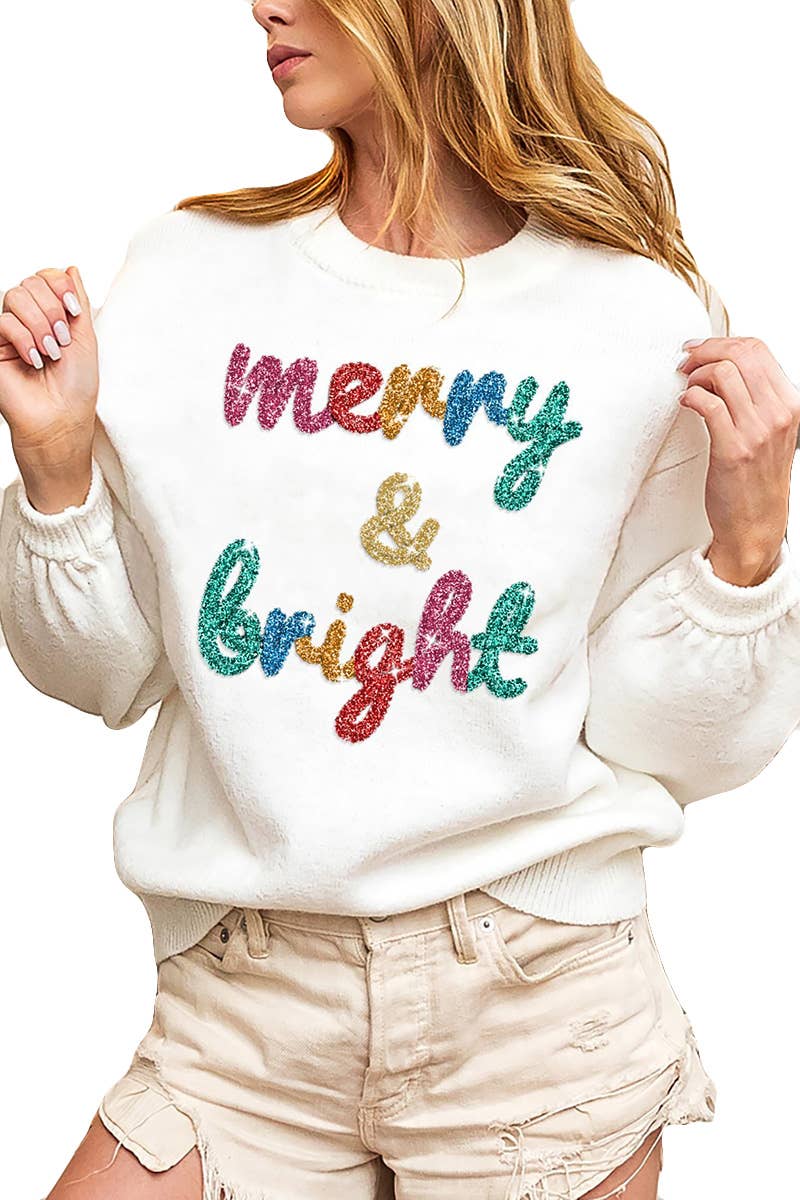 Tinsel Lettering Christmas Sweater