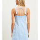 FRILL BUST BODYCON DRESS-CHAMBRAY