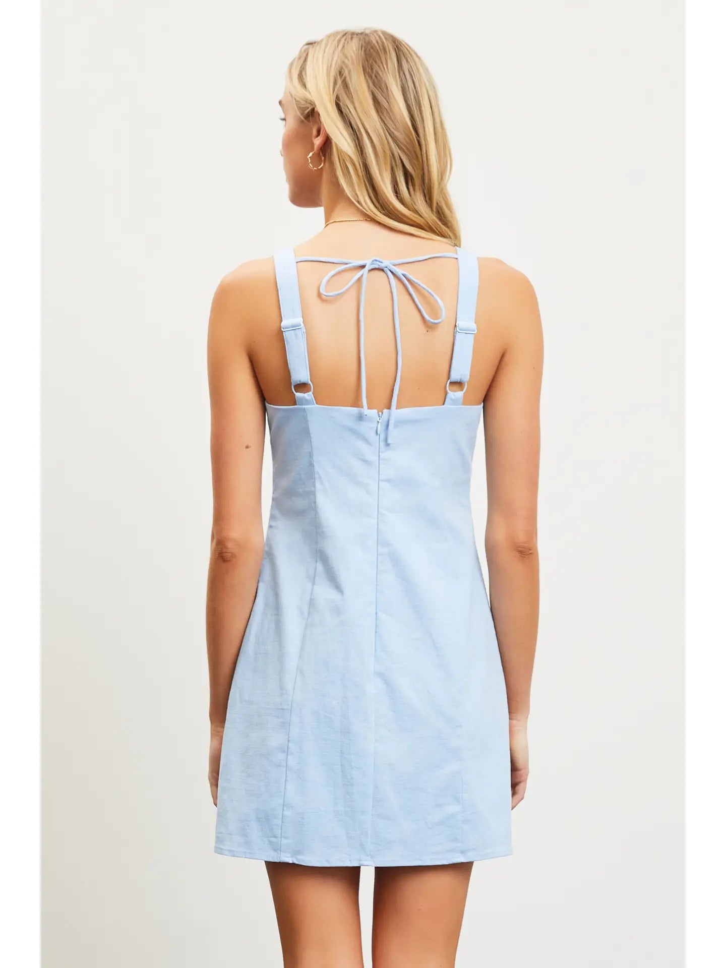 FRILL BUST BODYCON DRESS-CHAMBRAY