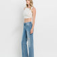 HIGH RISE DISTRESSED SLIM WIDE JEANS