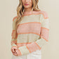 Bright Striped Open Knit Women's Sweater