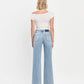 HIGH RISE CLEAN CUT RAW HEM WIDE LEG JEANS T6597