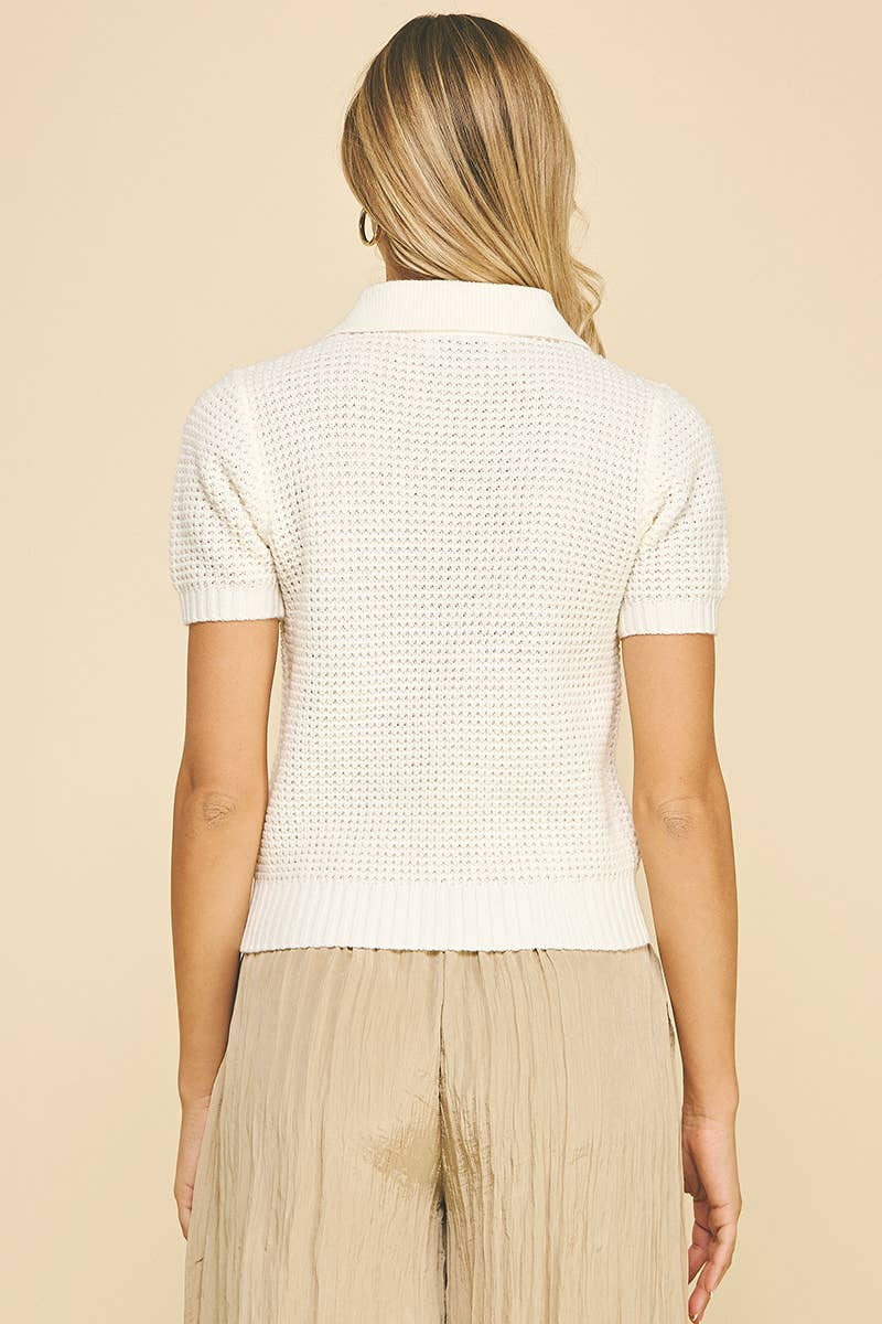 BUTTON DOWN SWEATER TOP - 6027W