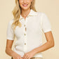 BUTTON DOWN SWEATER TOP - 6027W