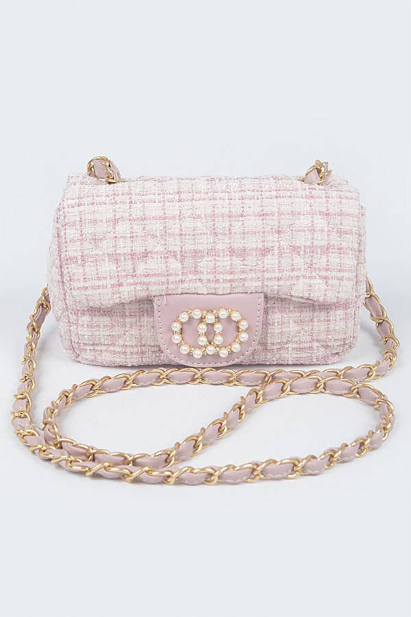 Quilted Tweed Flap Shoulder Bag