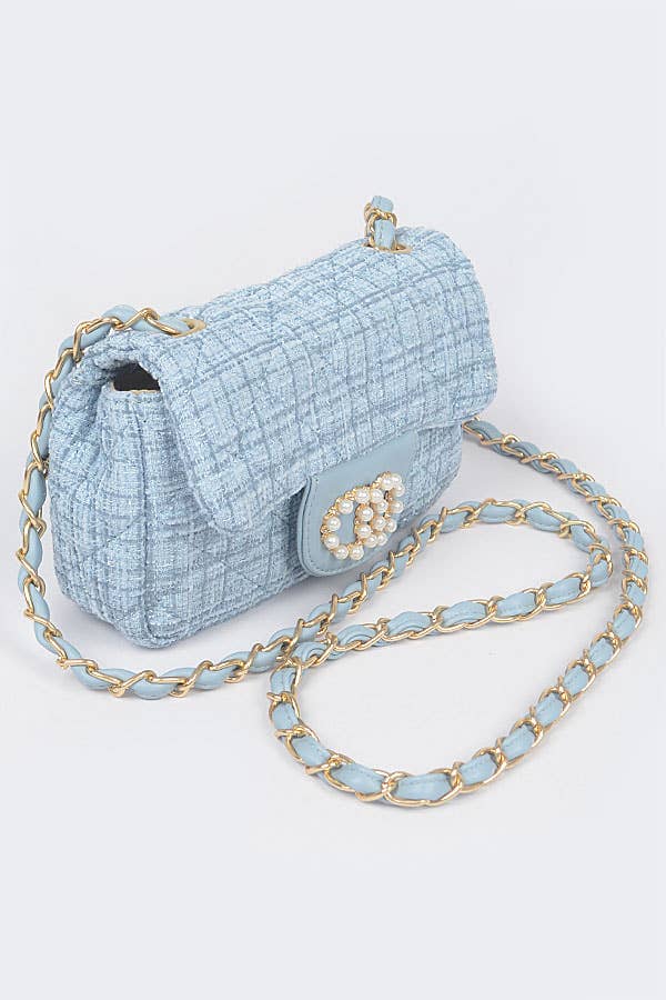 Quilted Tweed Flap Shoulder Bag