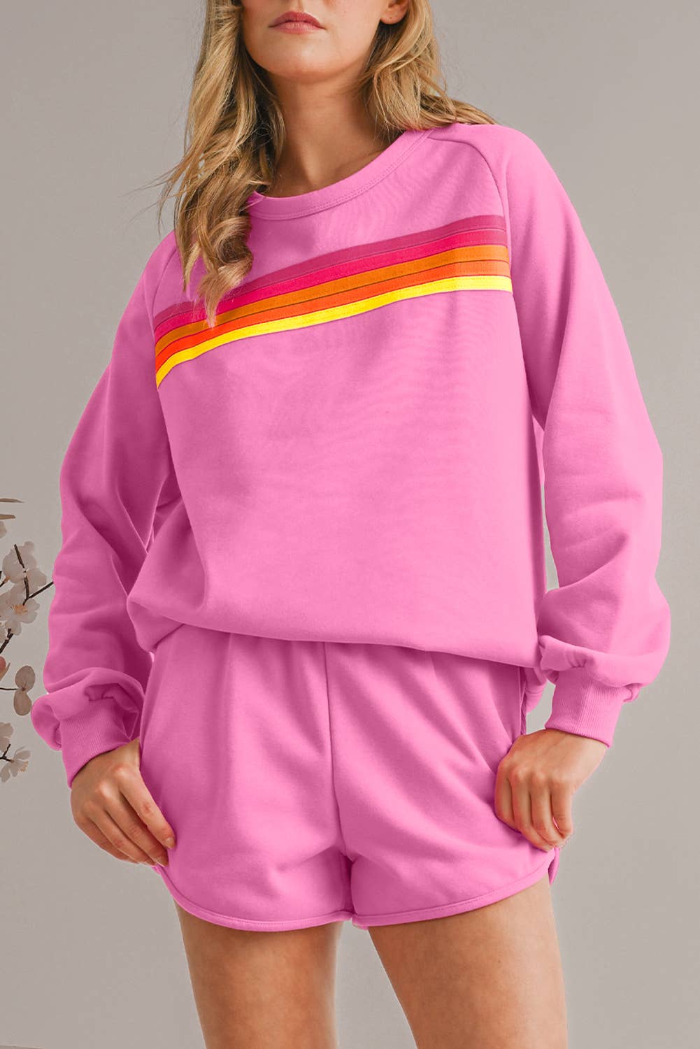 Striped Long Sleeve Top and Shorts Set