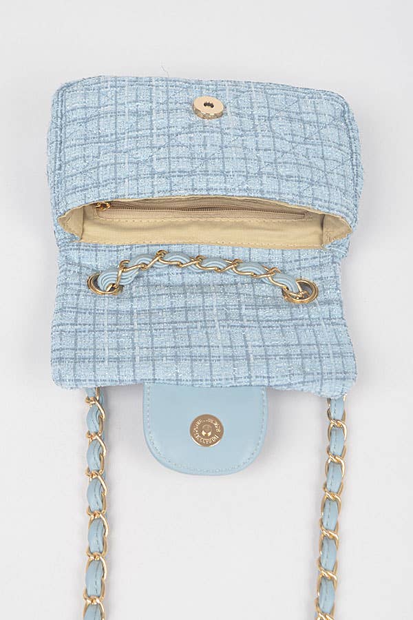Quilted Tweed Flap Shoulder Bag