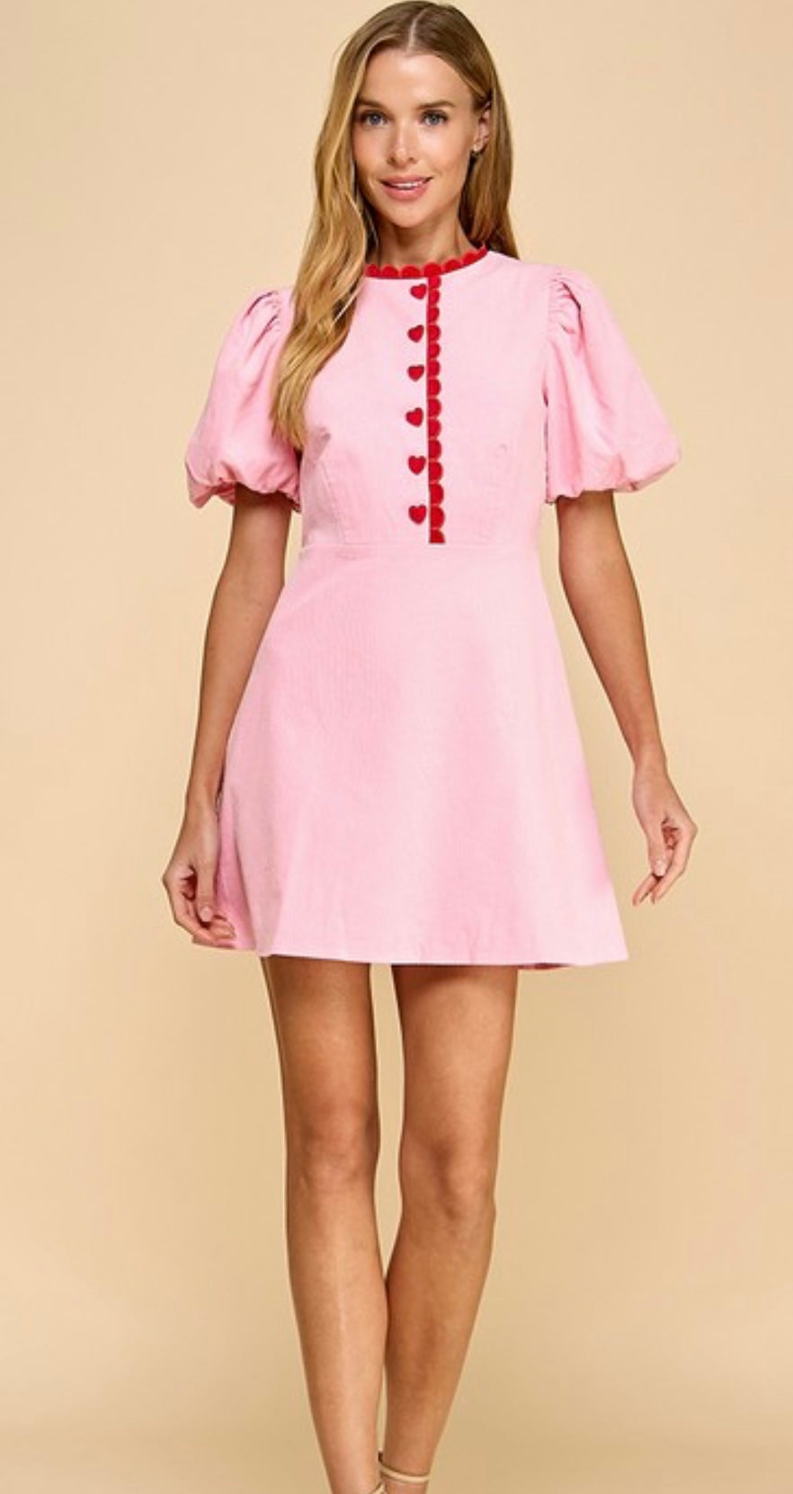 Pink corduroy heart dress