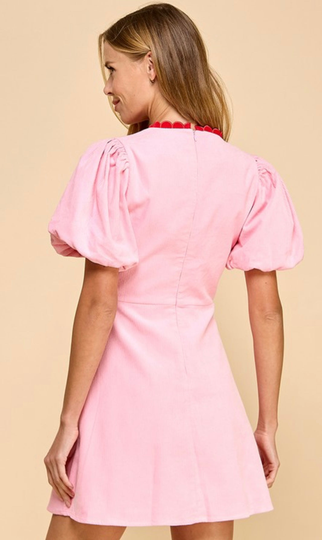 Pink corduroy heart dress