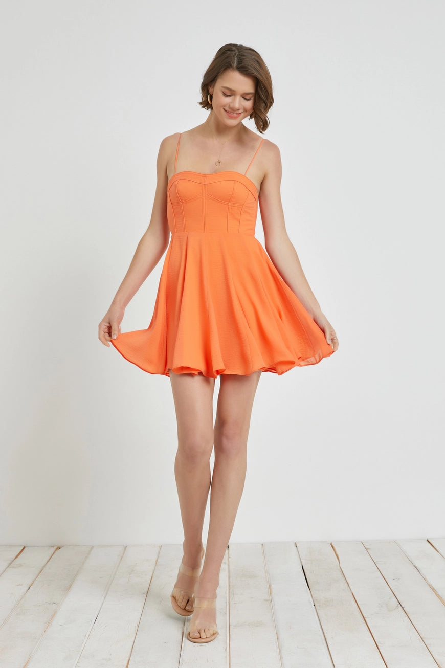 TANGERINE BUSTIER DRESS