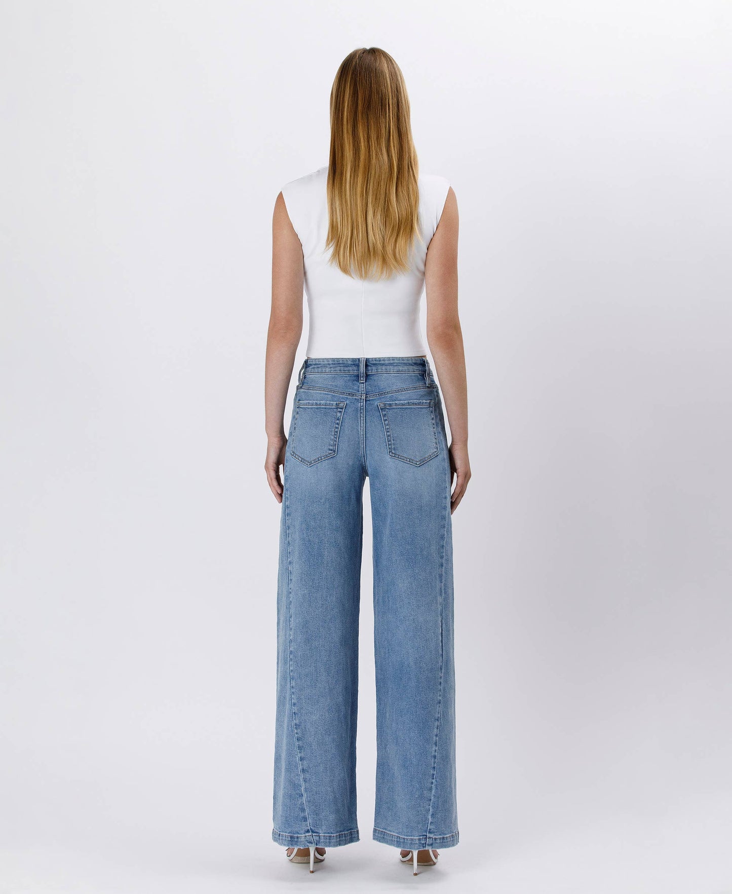 HIGH RISE SEAM DETAIL PALAZZO JEANS V3608