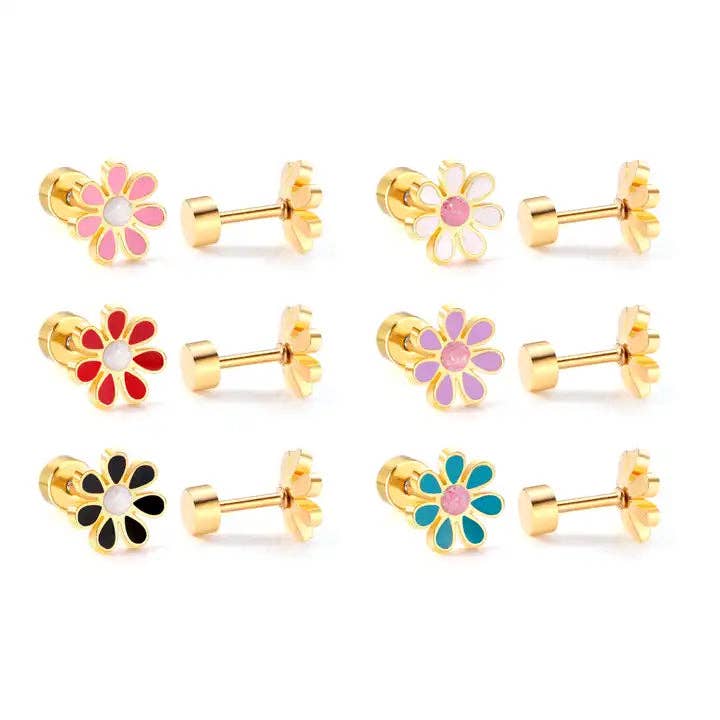 Screwback Stud - Elsie - White
