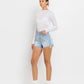 HIGH RISE DISTRESSED HEM A LINE SHORTS T6316