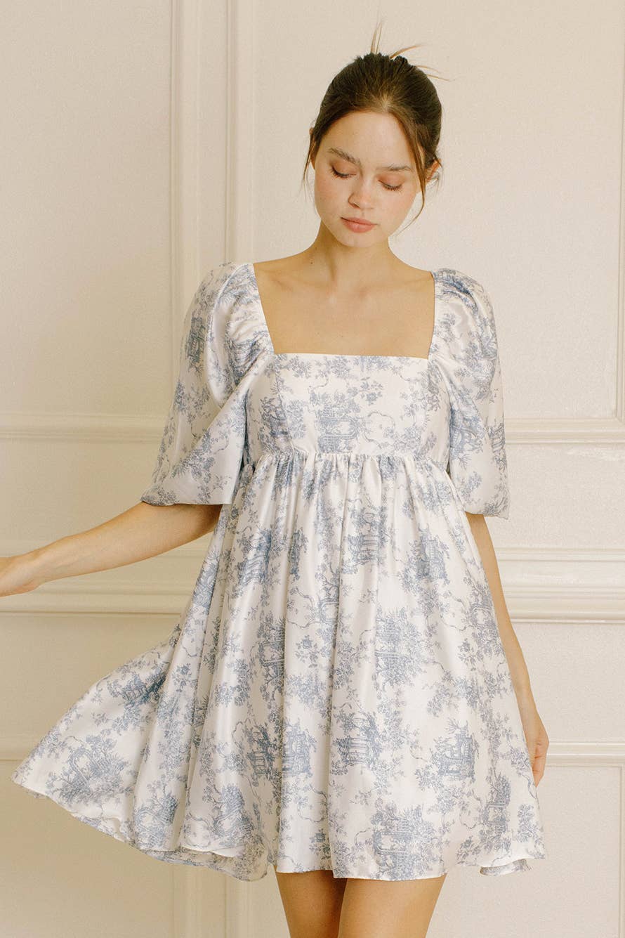 GARDEN TOILE PRINT BABY DOLL DRESS