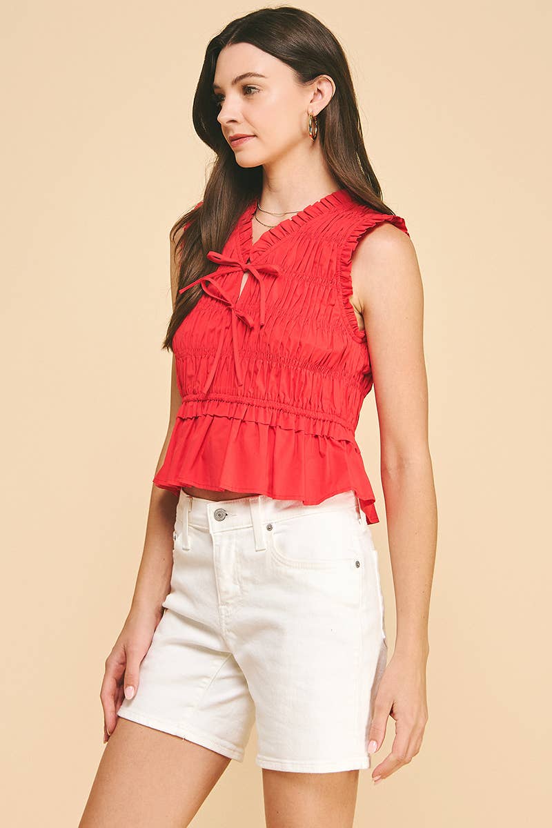 FRONT-TIE DETAILED SMOKING TOP -5555T