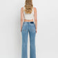 HIGH RISE DISTRESSED SLIM WIDE JEANS