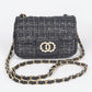Quilted Tweed Flap Shoulder Bag