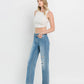HIGH RISE DISTRESSED SLIM WIDE JEANS