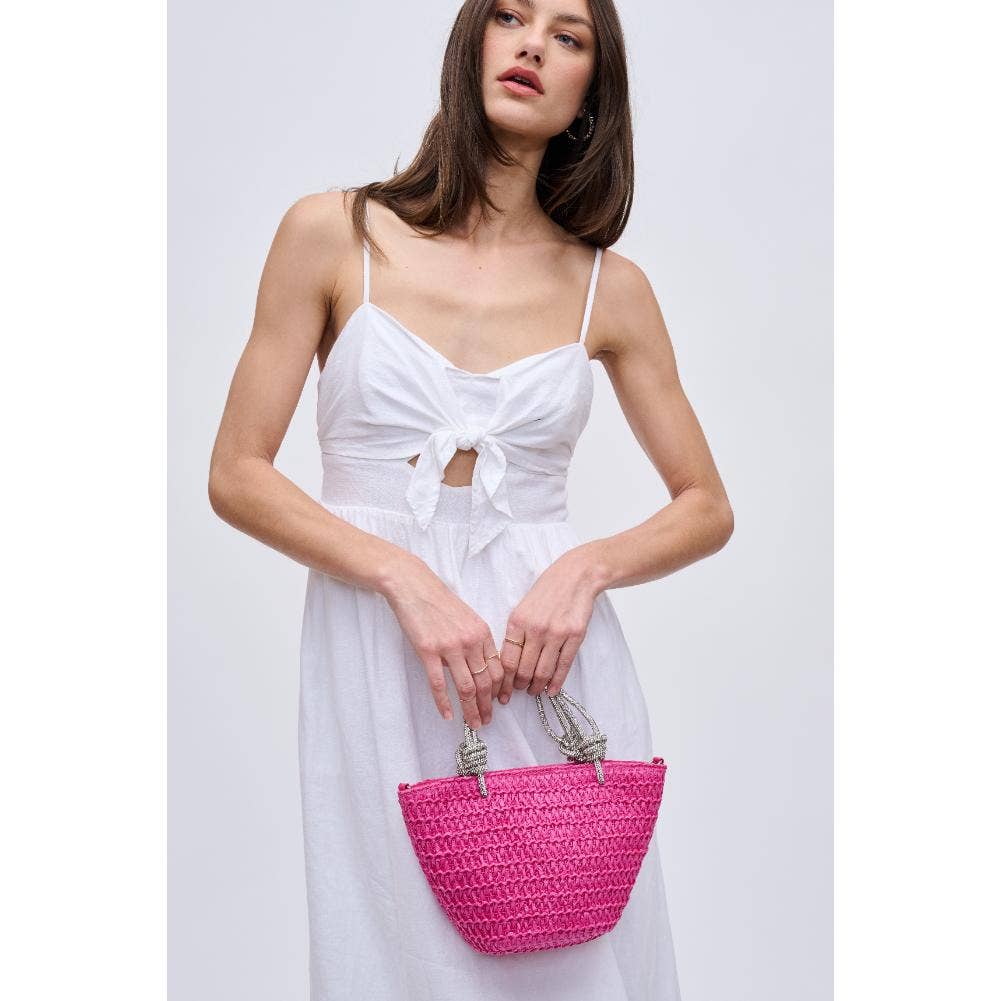 Gaia Straw Mini Tote with Crystal Handles