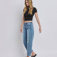 HIGH RISE DART STRUCTURED FIT BARREL LEG JEANS T6514