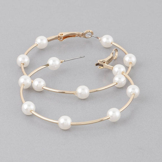 Stone Lined Hoop Earrings