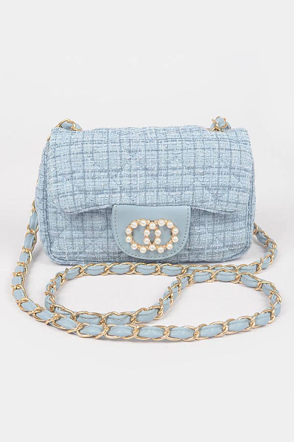 Quilted Tweed Flap Shoulder Bag