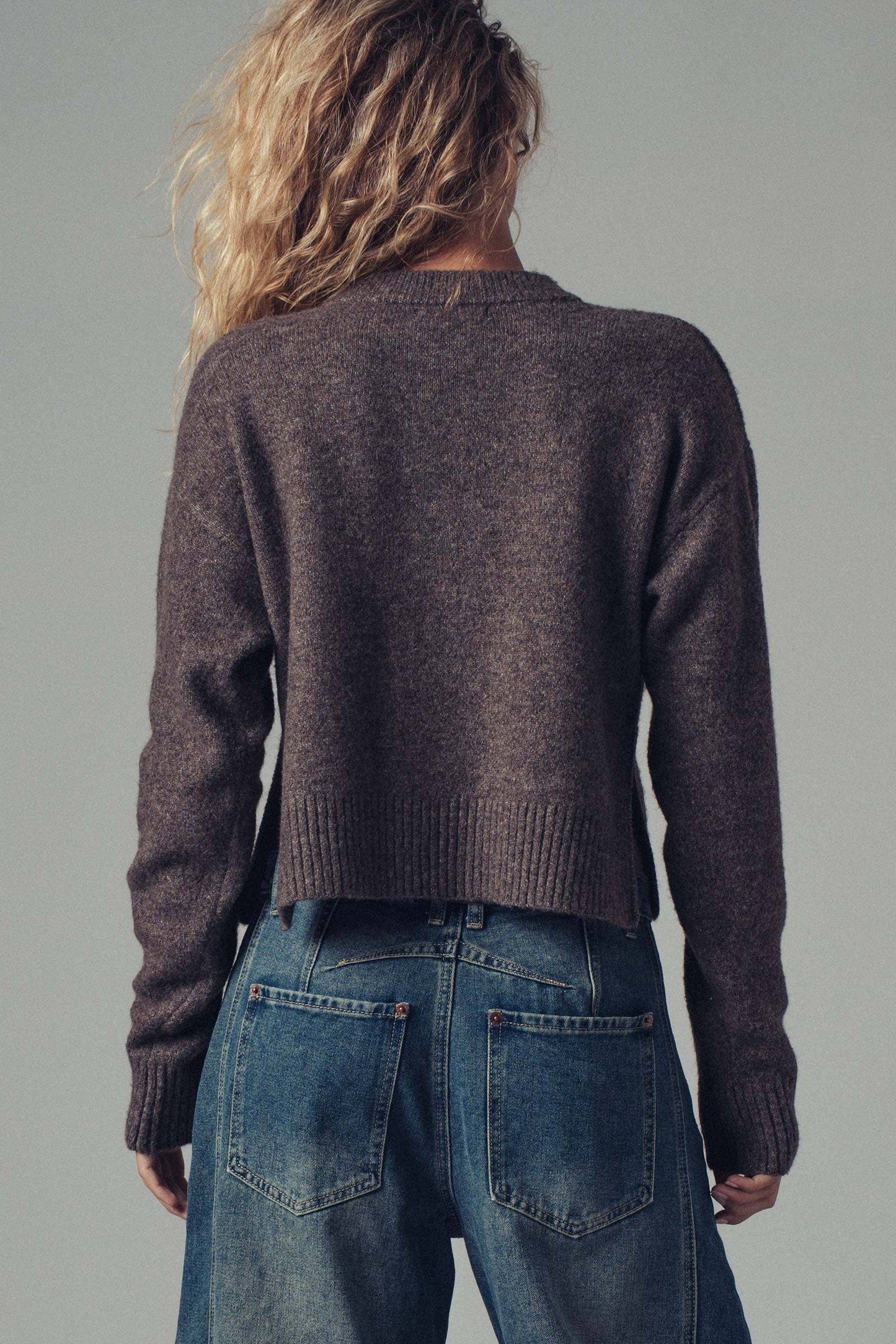 Relaxed Wool Blend Button-Up Cardigan