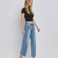 HIGH RISE DART STRUCTURED FIT BARREL LEG JEANS T6514