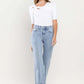 HIGH RISE CROPPED DISTRESSED HEM DAD JEANS