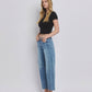 HIGH RISE DART STRUCTURED FIT BARREL LEG JEANS T6514