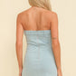 STRAPLESS BOW DETAIL DENIM MINI DRESS
