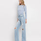 90'S VINTAGE SUPER HIGH RISE FLARE JEANS
