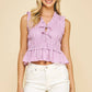 FRONT-TIE DETAILED SMOKING TOP -5555T