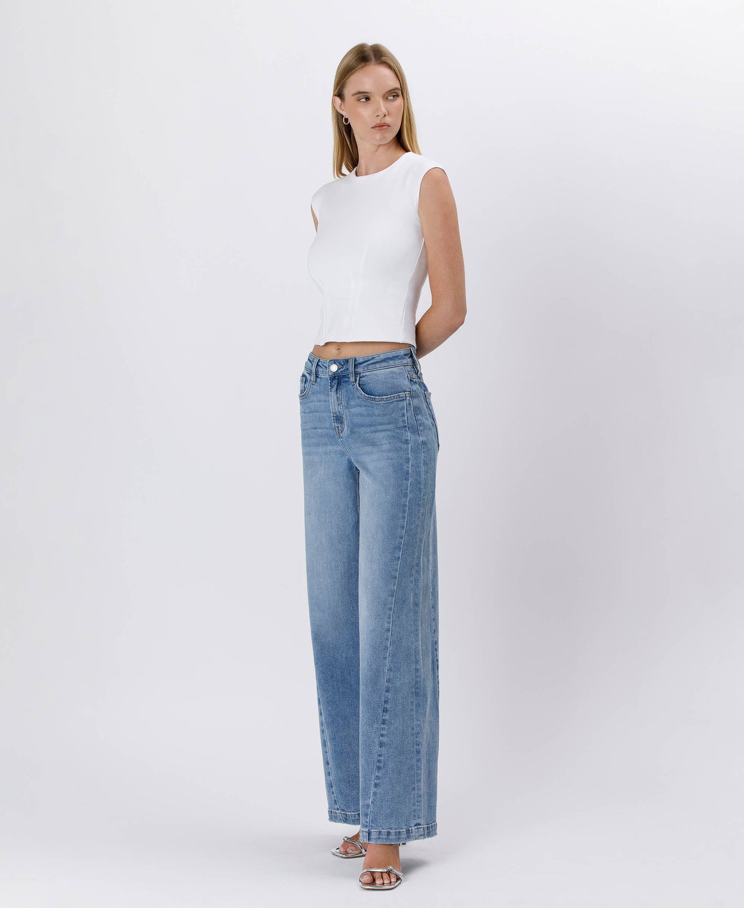 HIGH RISE SEAM DETAIL PALAZZO JEANS V3608