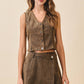Faded Denim Front Wrap Panel Rise Waist Skort