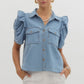 Denim short sleeve top