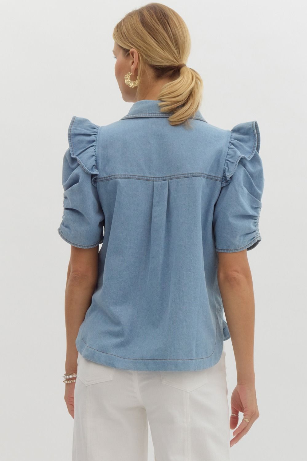 Denim short sleeve top