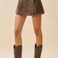 Faded Denim Front Wrap Panel Rise Waist Skort