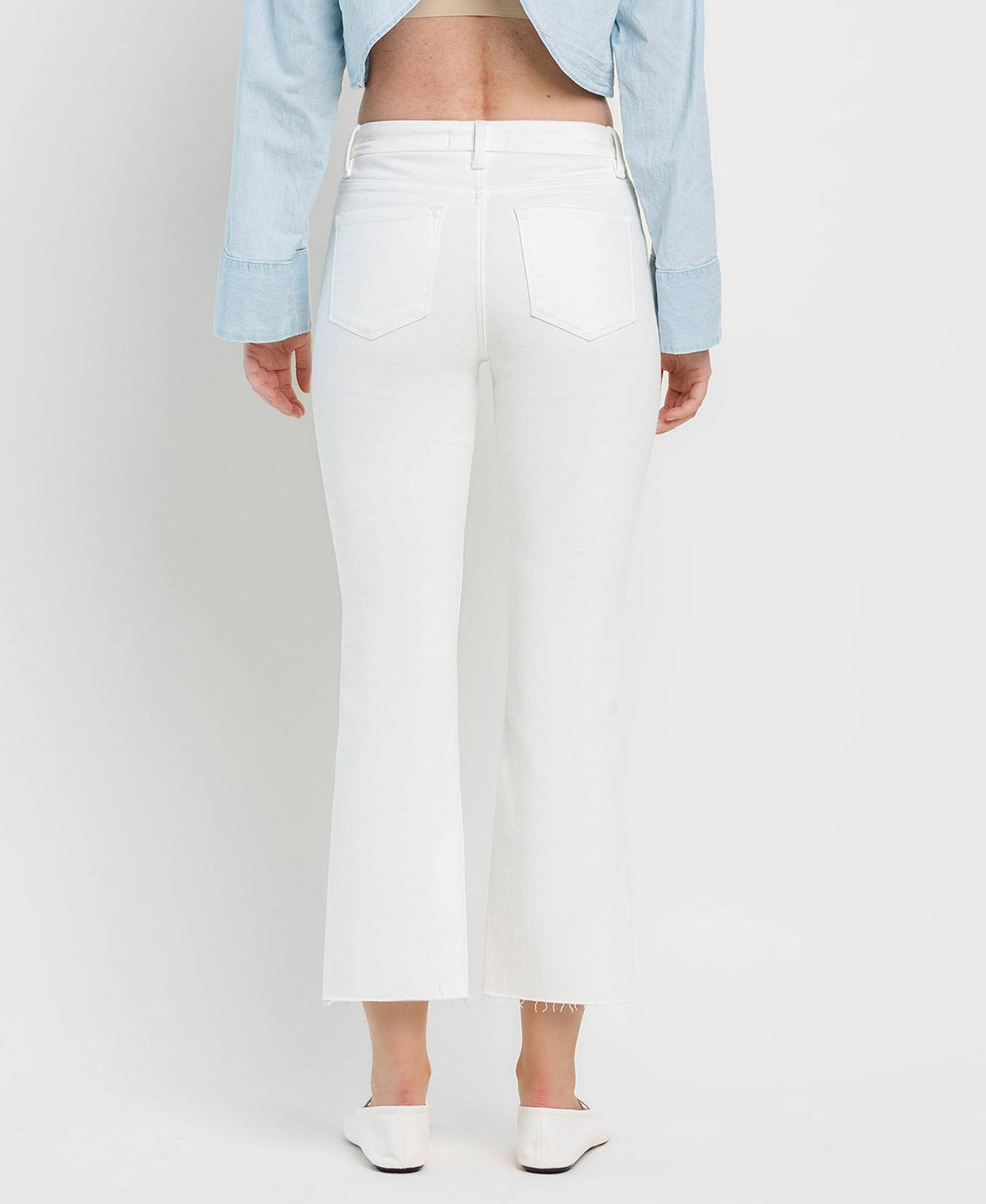 HIGH RISE SEAMLESS WAISTBAND CROP FLARE JEANS