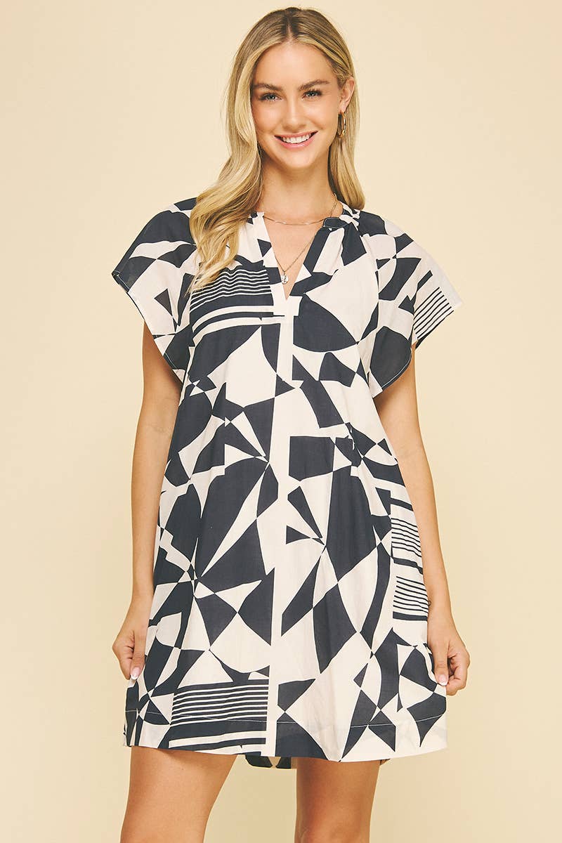 PRINT KNIT MINI DRESS