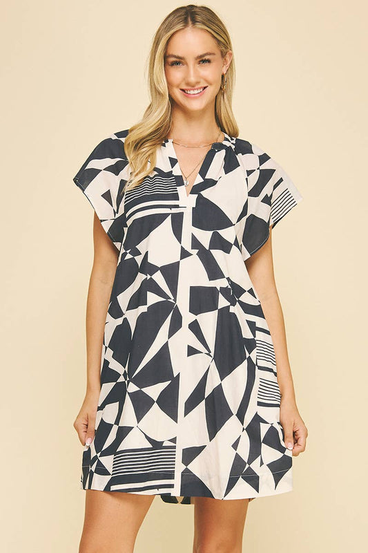 PRINT KNIT MINI DRESS