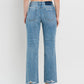 HIGH RISE DISTRESSED SLIM WIDE JEANS
