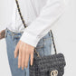 Quilted Tweed Flap Shoulder Bag