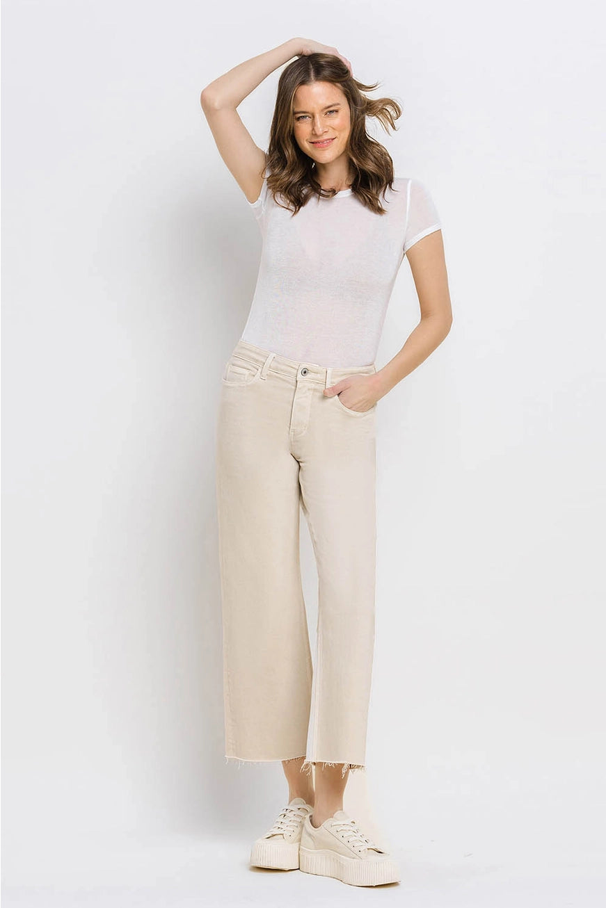 HIGH RISE CROPPED WIDE LEG JEAN